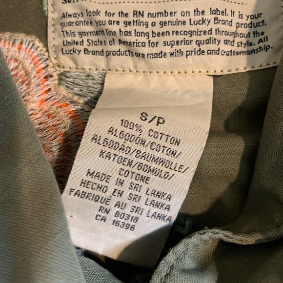 Lucky Brand Jacket Womens S Small Cotton Embroidered Floral Button Up Military - Picture 9 of 12